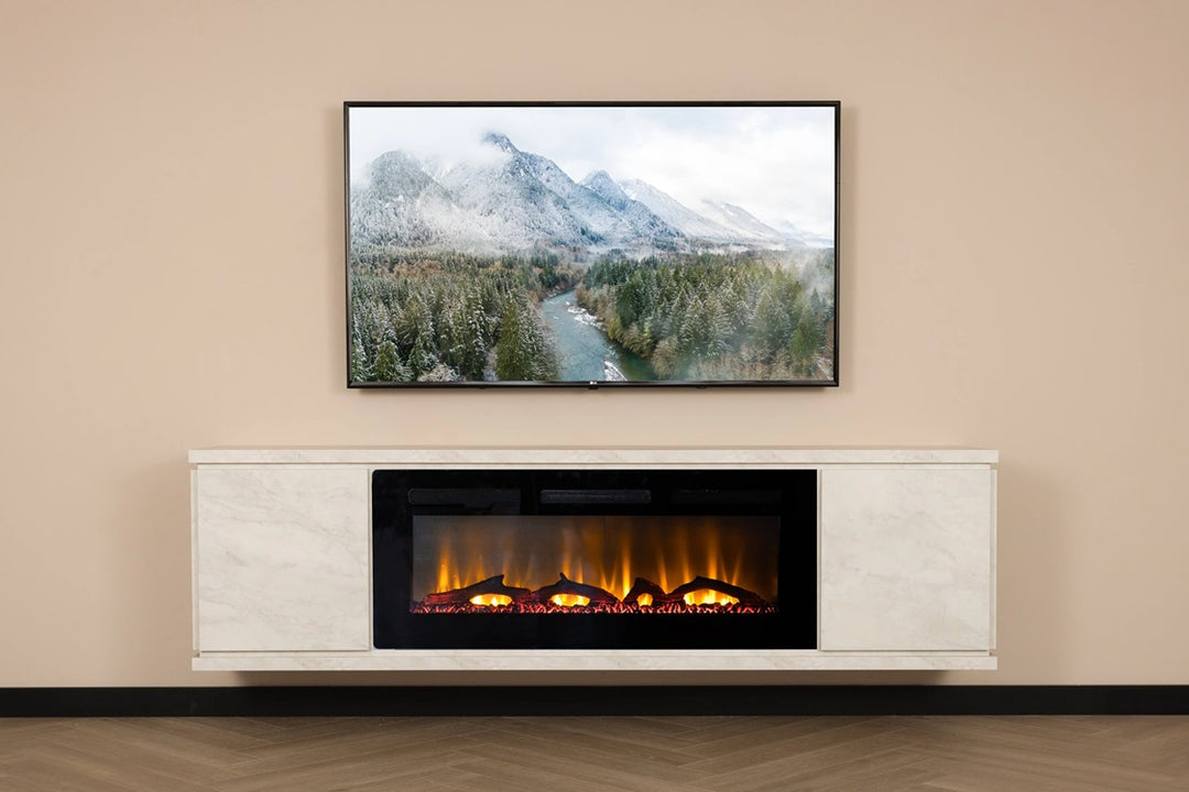 Rockefeller Tv kast met sfeerhaard | Marmer Carrara