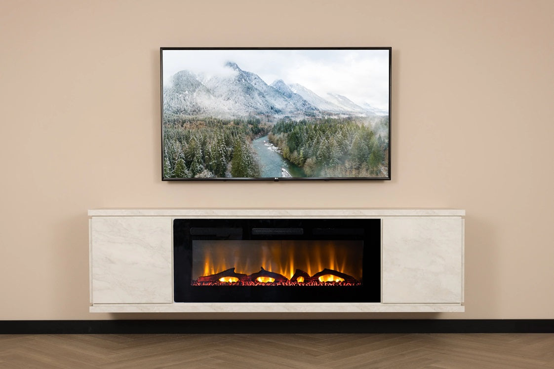 Rockefeller Tv kast met sfeerhaard  | Marmer Carrara