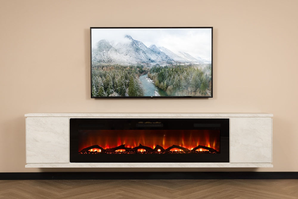 Rockefeller Tv kast met sfeerhaard  | Marmer Carrara