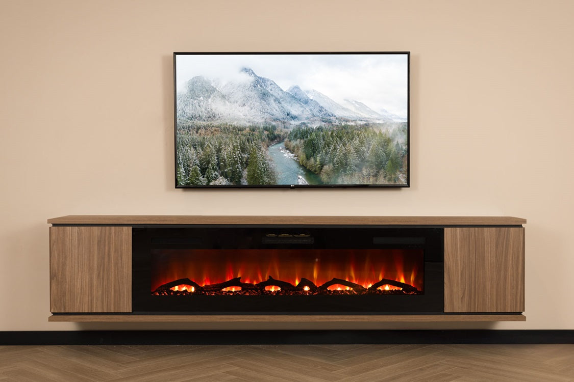Rockefeller Tv kast met sfeerhaard  | Walnoot