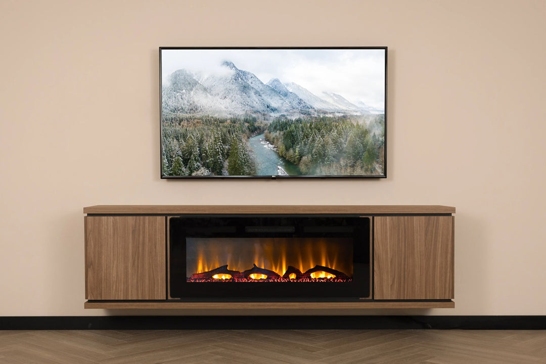 Rockefeller Tv kast met sfeerhaard  | Walnoot