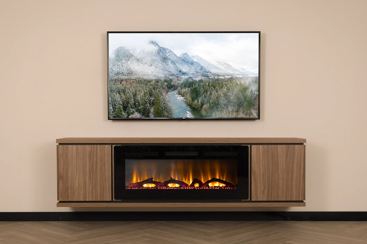 Rockefeller Tv kast met sfeerhaard  | Walnoot